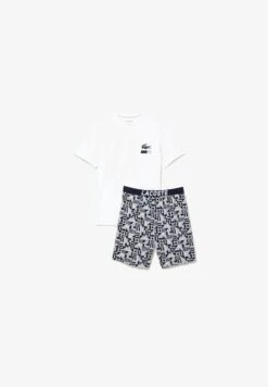 Lacoste Nachtwäsche Set - Blanc Bleu Marine Gris Chine