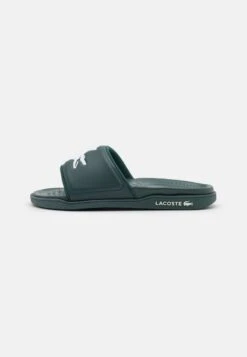 Lacoste CROCO DUALISTE - Pantolette Flach - Dark Green/white