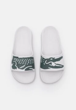 Lacoste CROCO - Pantolette Flach - White/dark Green -Lacoste a6149761454e42dfa52b8c9672b408e5