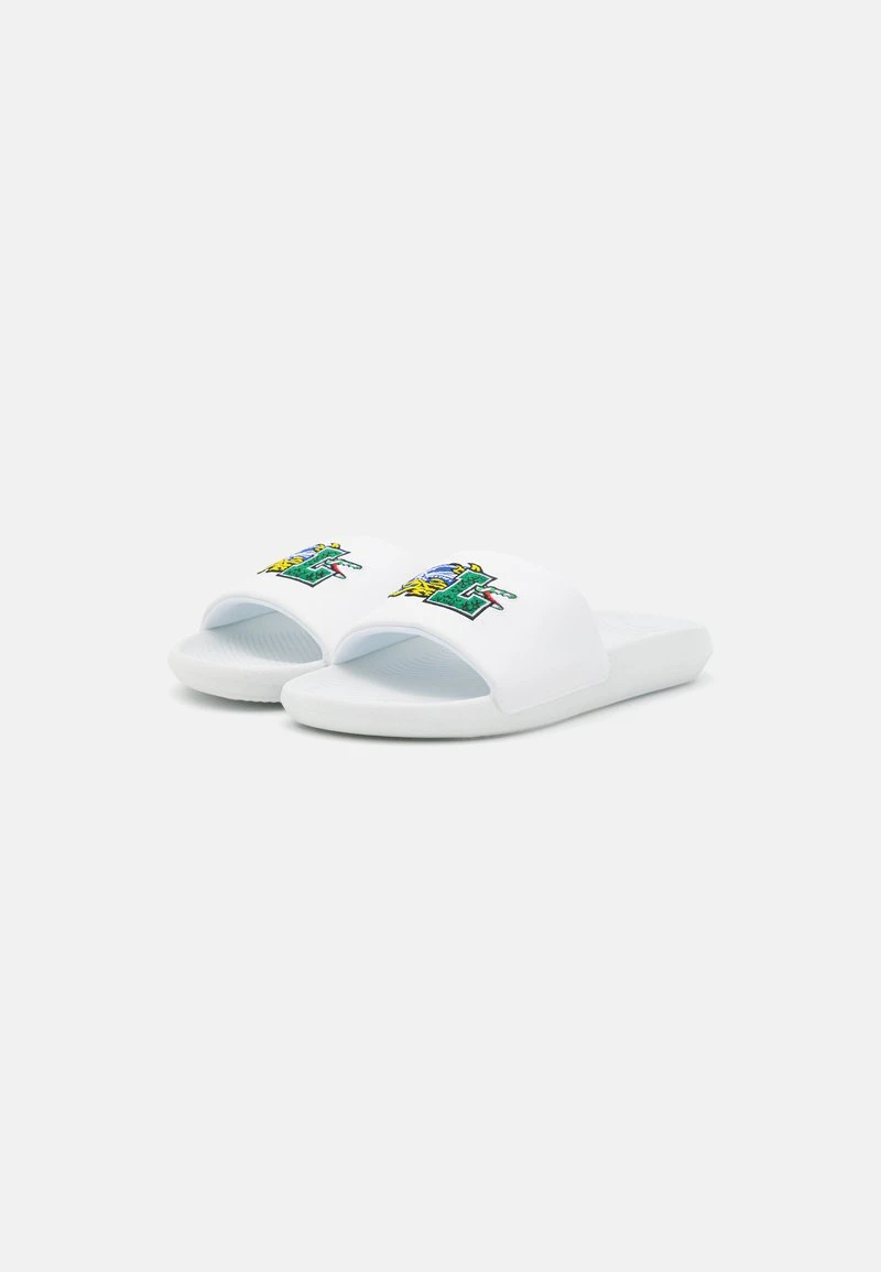 Lacoste CROCO SLIDE - Pantolette Flach - White/green 4 Lacoste CROCO SLIDE - Pantolette Flach - White/green – Bild 2
