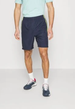 Lacoste Sport TENNIS SHORT BLOCK - Kurze Sporthose - Bleu Marine Vert Clair Jaune