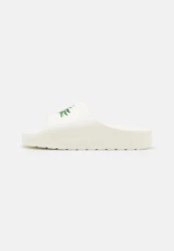 Lacoste CROCO 2.0 - Pantolette Flach - Off White/green